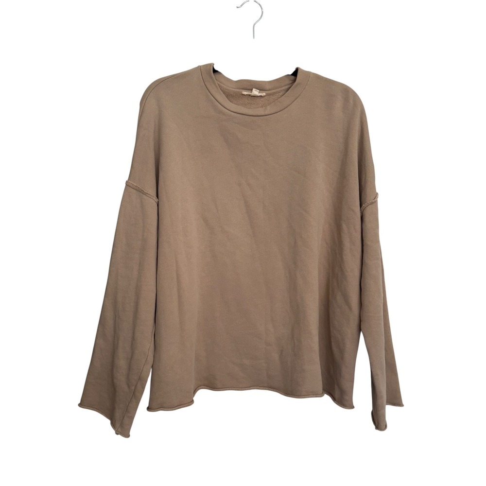 Eileen Fisher Size Small Organic Cotton French Terry Popover Sweatshirt Tan - Picture 5 of 12
